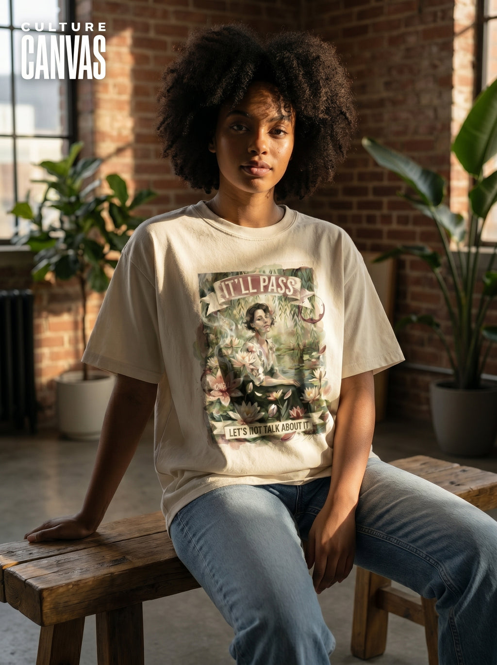 It'll Pass | Botanical Watercolour Oversized Graphic Tee